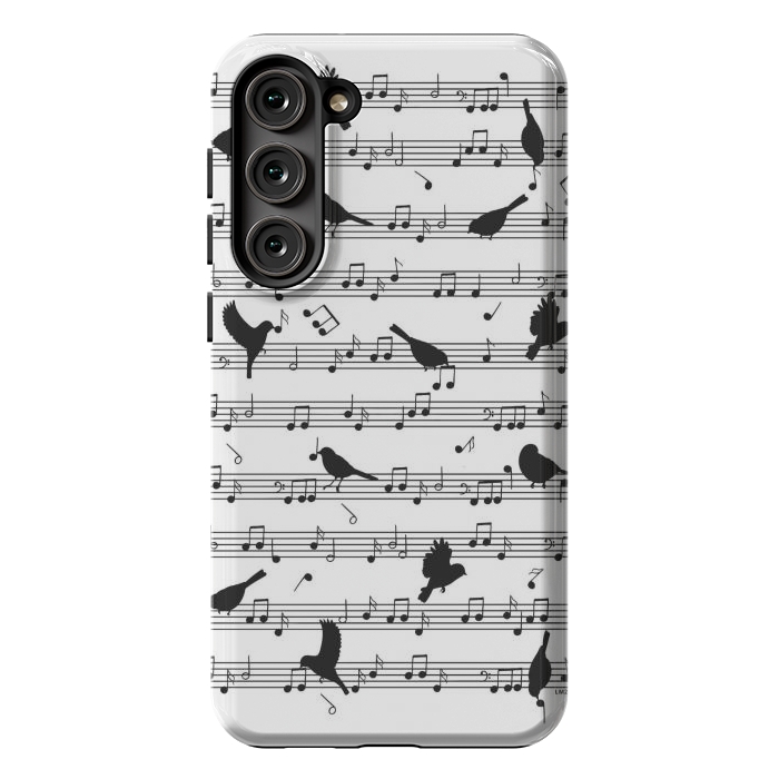 Galaxy S23 Plus StrongFit Birds on Musical notes - Black by LM2Kone