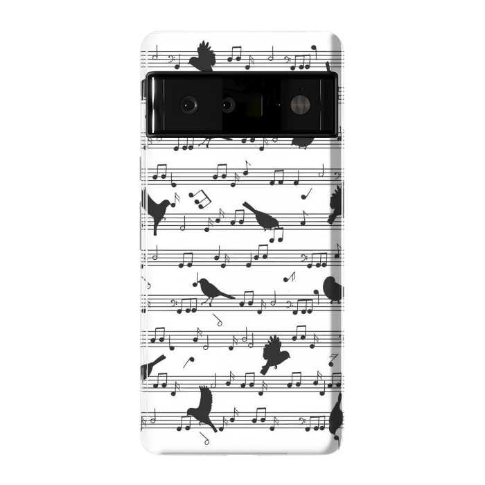 Pixel 6 Pro StrongFit Birds on Musical notes - Black by LM2Kone