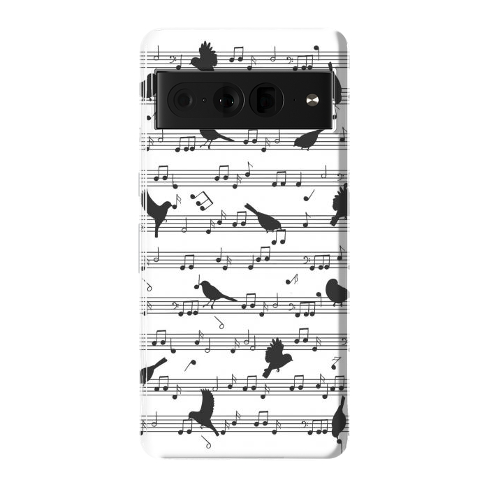 Pixel 7 Pro StrongFit Birds on Musical notes - Black by LM2Kone