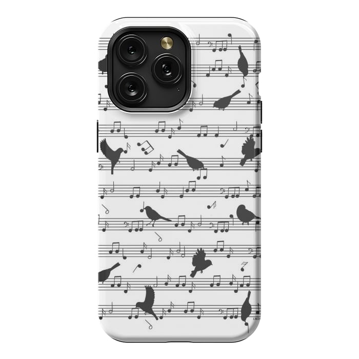 iPhone 15 Pro Max StrongFit Birds on Musical notes - Black by LM2Kone