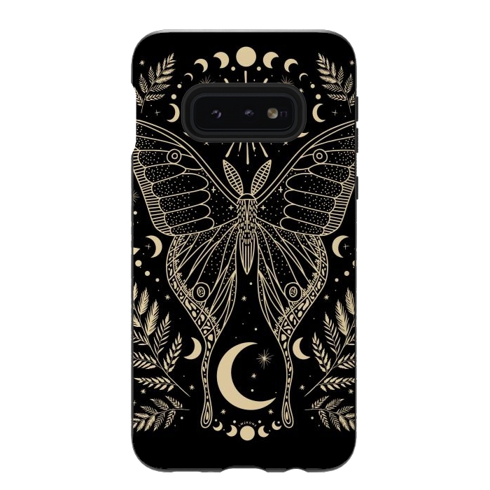 Galaxy S10e StrongFit Occult Mystical Moon Moth by LM2Kone
