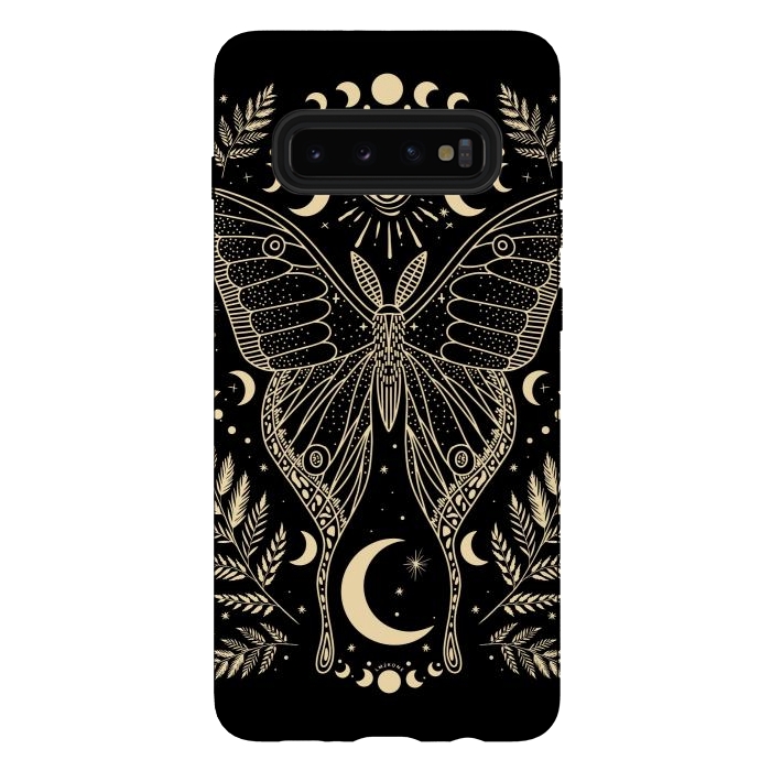 Galaxy S10 plus StrongFit Occult Mystical Moon Moth by LM2Kone
