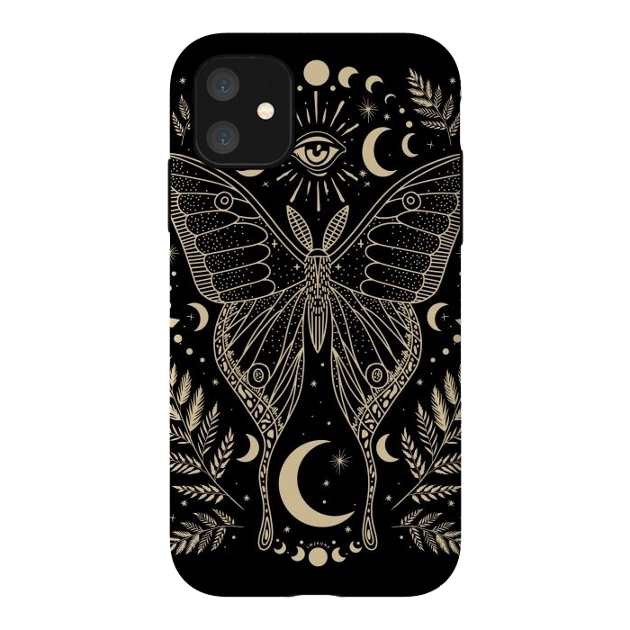 iPhone 11 StrongFit Occult Mystical Moon Moth by LM2Kone