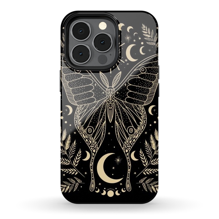 iPhone 13 pro StrongFit Occult Mystical Moon Moth by LM2Kone