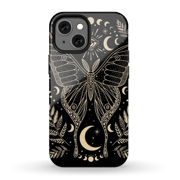 iPhone 13 mini StrongFit Occult Mystical Moon Moth by LM2Kone