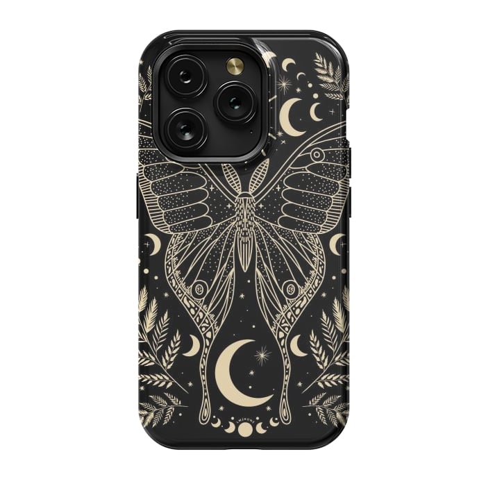 iPhone 15 Pro StrongFit Occult Mystical Moon Moth by LM2Kone