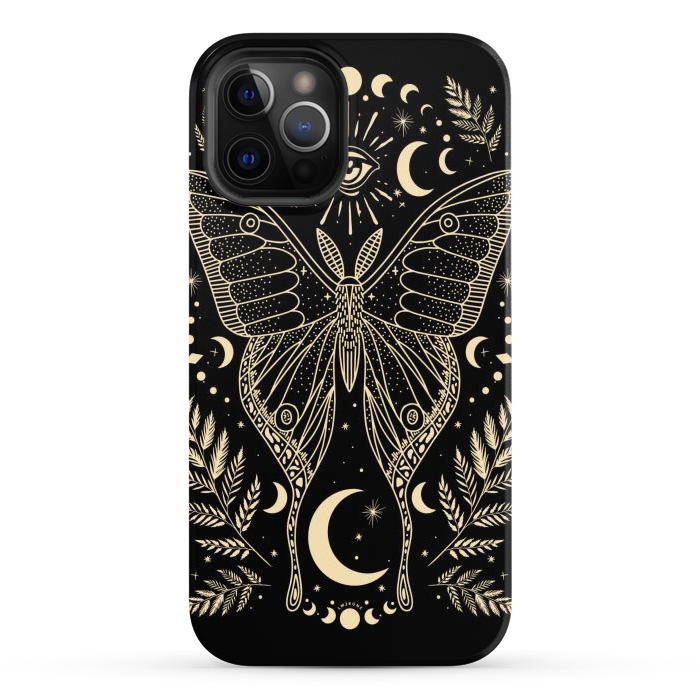 iPhone 12 Pro Max StrongFit Occult Mystical Moon Moth by LM2Kone