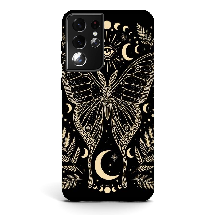 Galaxy S21 ultra StrongFit Occult Mystical Moon Moth by LM2Kone