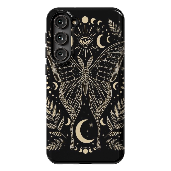 Galaxy S23 Plus StrongFit Occult Mystical Moon Moth by LM2Kone