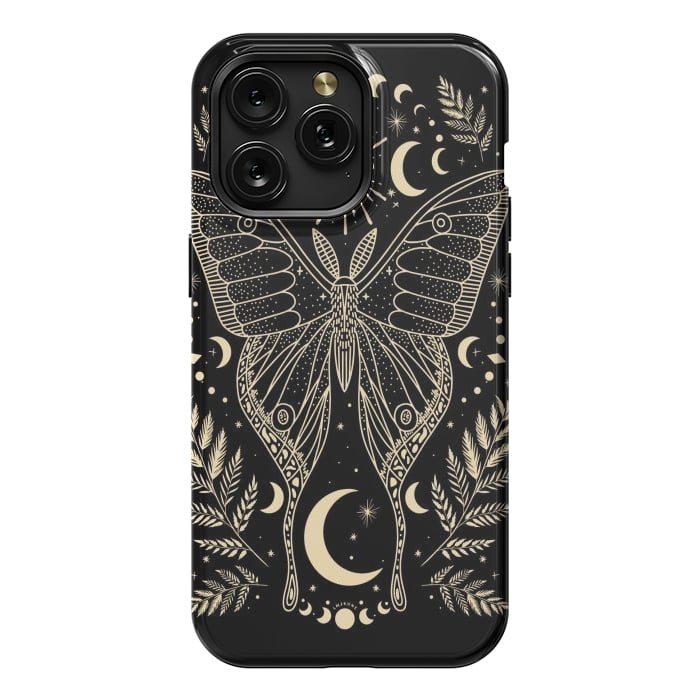 iPhone 15 Pro Max StrongFit Occult Mystical Moon Moth by LM2Kone