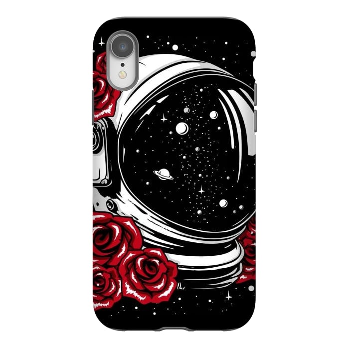 iPhone Xr StrongFit Astronaut Helmet of Roses by LM2Kone