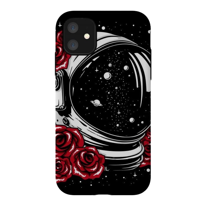 iPhone 11 StrongFit Astronaut Helmet of Roses by LM2Kone