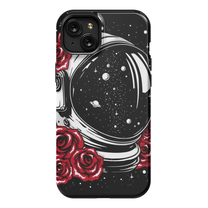 iPhone 15 Plus StrongFit Astronaut Helmet of Roses by LM2Kone