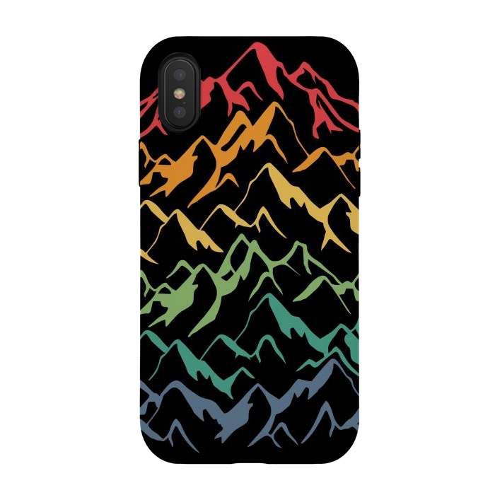 iPhone Xs / X StrongFit Retro Mountains Lines by LM2Kone