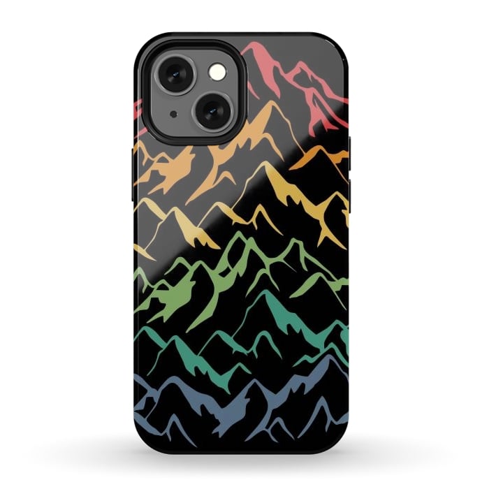 iPhone 13 mini StrongFit Retro Mountains Lines by LM2Kone