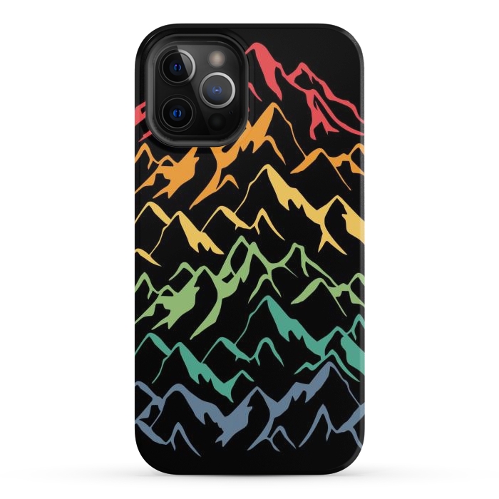 iPhone 12 Pro Max StrongFit Retro Mountains Lines by LM2Kone