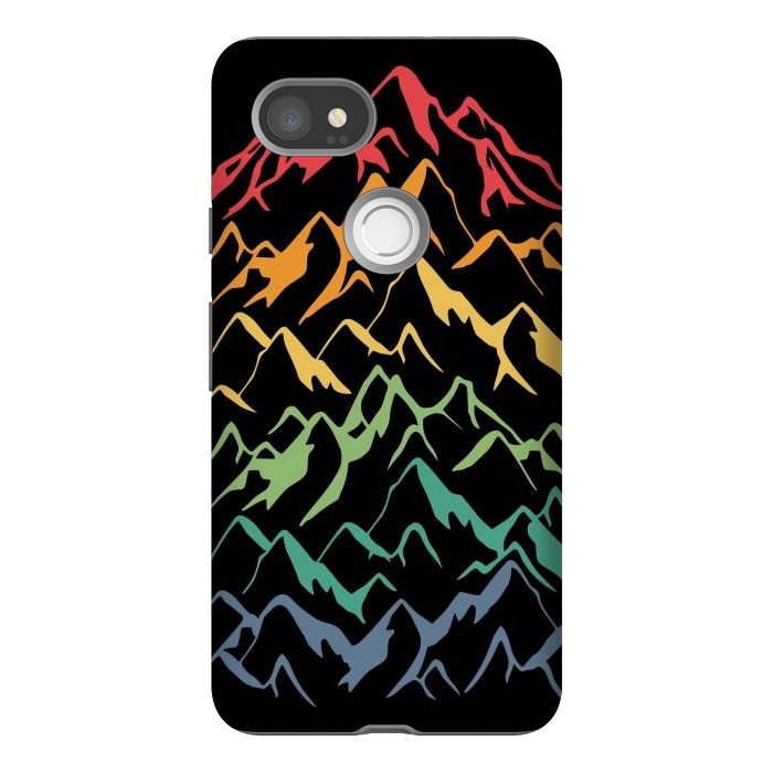 Pixel 2XL StrongFit Retro Mountains Lines by LM2Kone