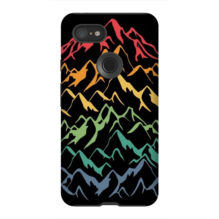 Pixel 3XL StrongFit Retro Mountains Lines by LM2Kone