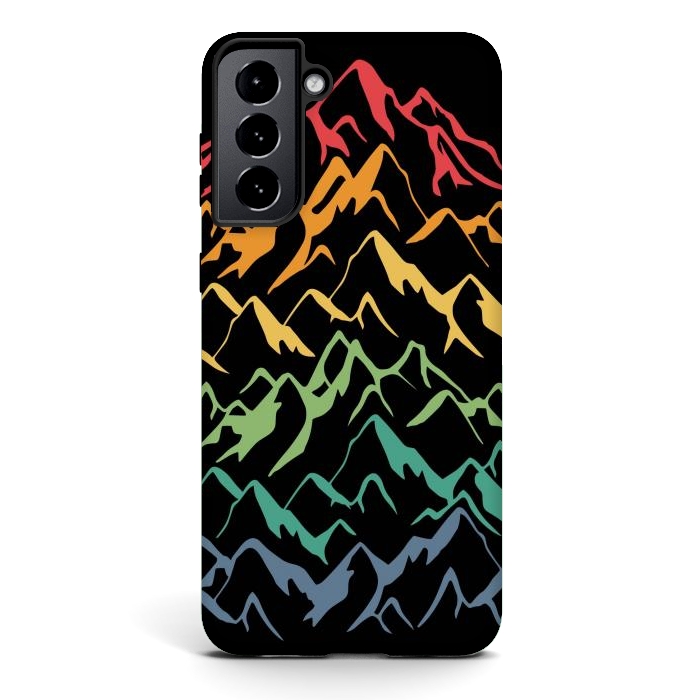 Galaxy S21 plus StrongFit Retro Mountains Lines by LM2Kone