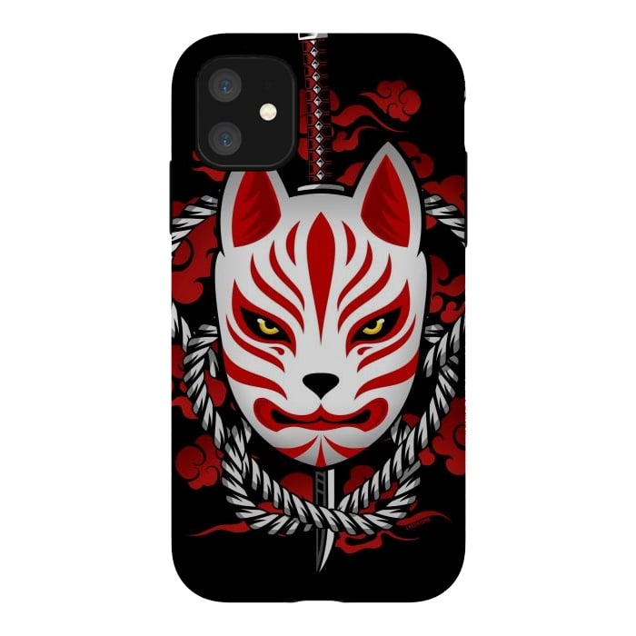 iPhone 11 StrongFit Kitsune - Red Clouds by LM2Kone