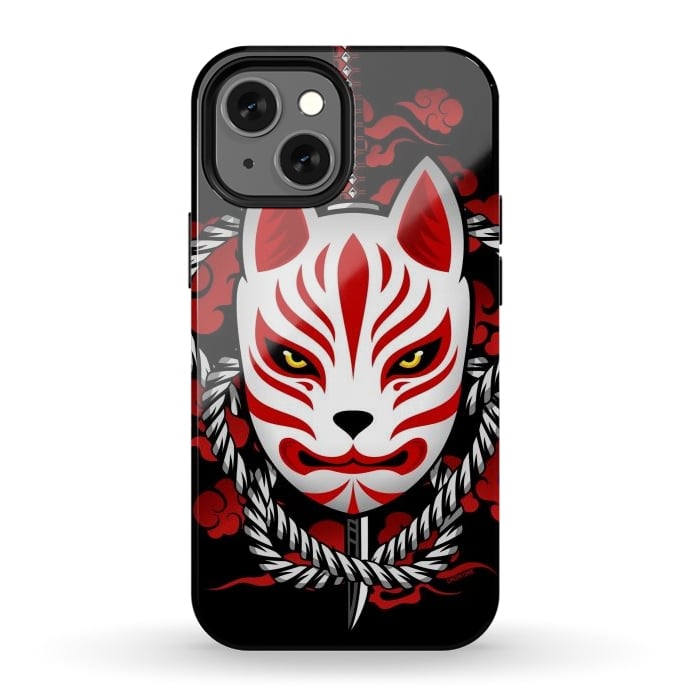 iPhone 12 mini StrongFit Kitsune - Red Clouds by LM2Kone