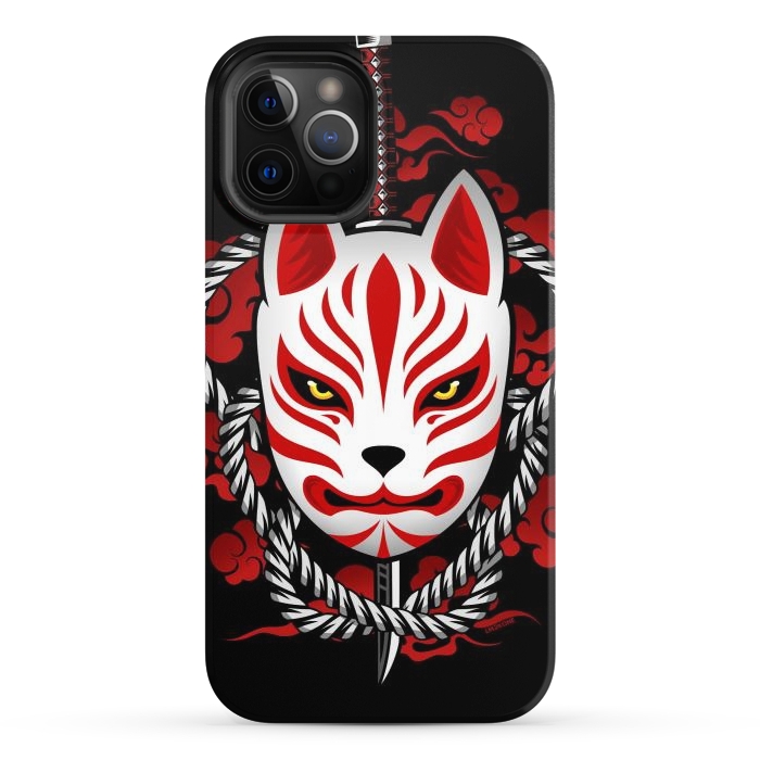 iPhone 12 Pro StrongFit Kitsune - Red Clouds by LM2Kone