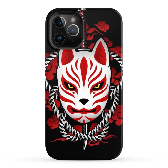 iPhone 12 Pro Max StrongFit Kitsune - Red Clouds by LM2Kone