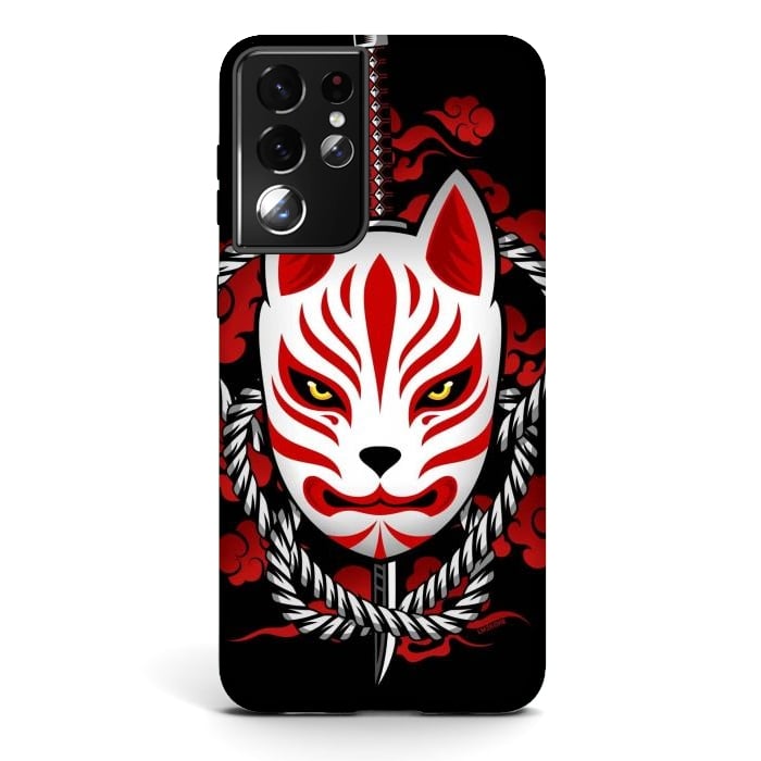 Galaxy S21 ultra StrongFit Kitsune - Red Clouds by LM2Kone