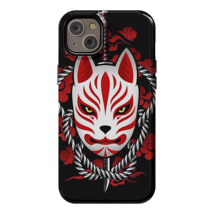 iPhone 14 Plus StrongFit Kitsune - Red Clouds by LM2Kone