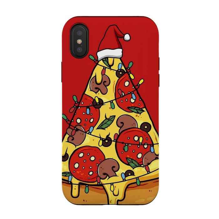 iPhone Xs / X StrongFit Merry Christmas Pizza by LM2Kone