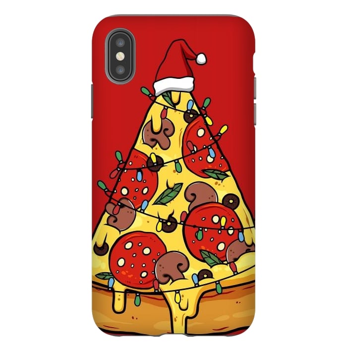 iPhone Xs Max StrongFit Merry Christmas Pizza by LM2Kone
