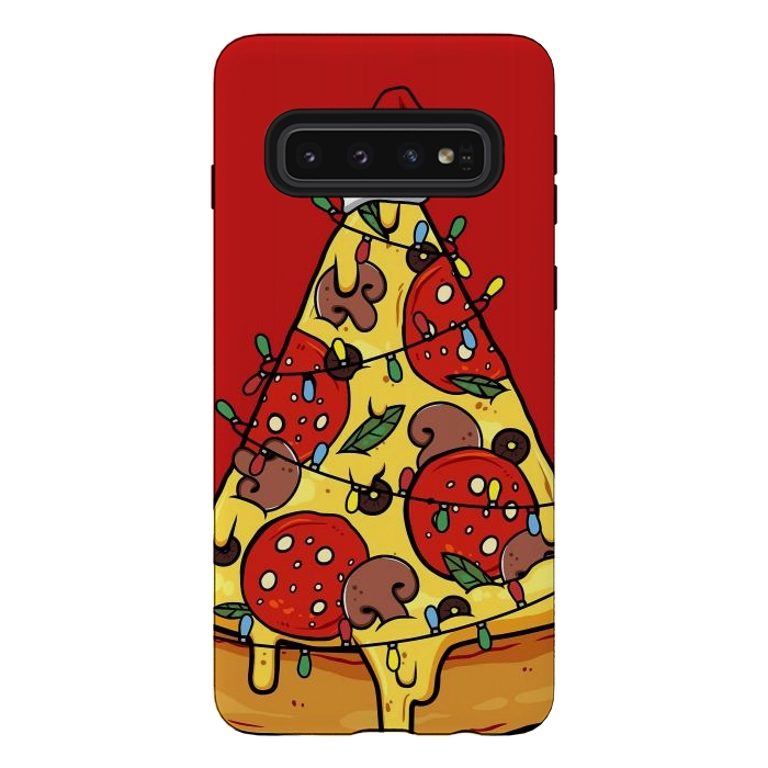 Galaxy S10 StrongFit Merry Christmas Pizza by LM2Kone