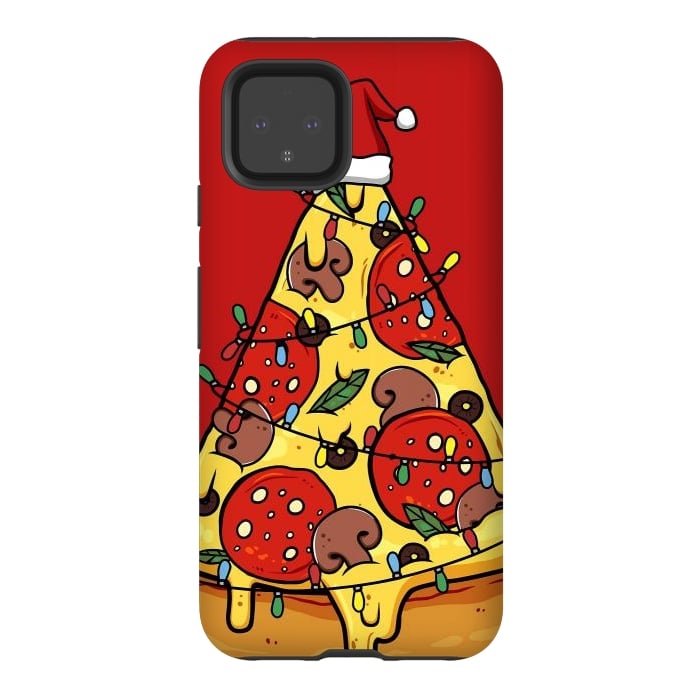 Pixel 4 StrongFit Merry Christmas Pizza by LM2Kone