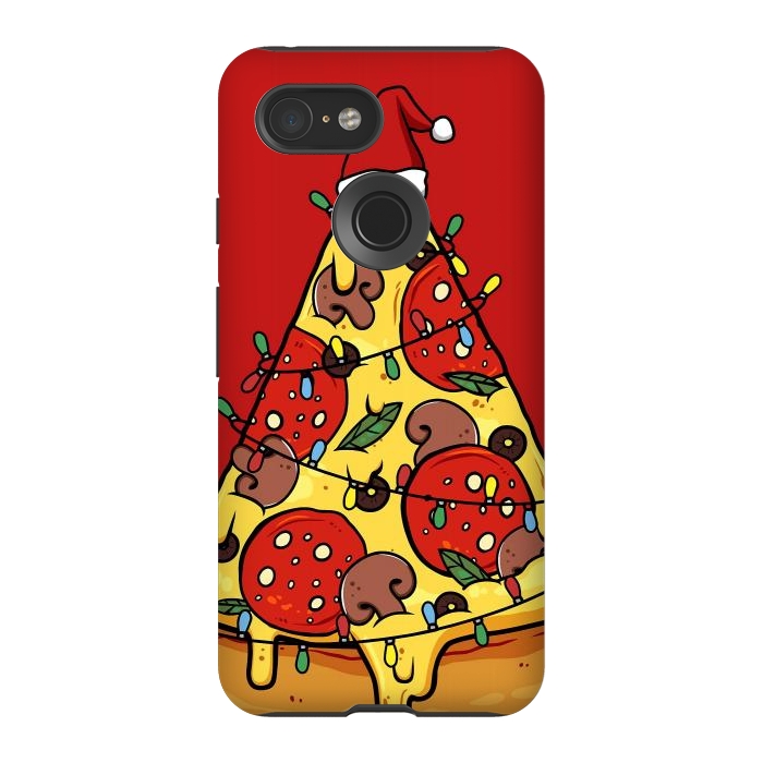 Pixel 3 StrongFit Merry Christmas Pizza by LM2Kone