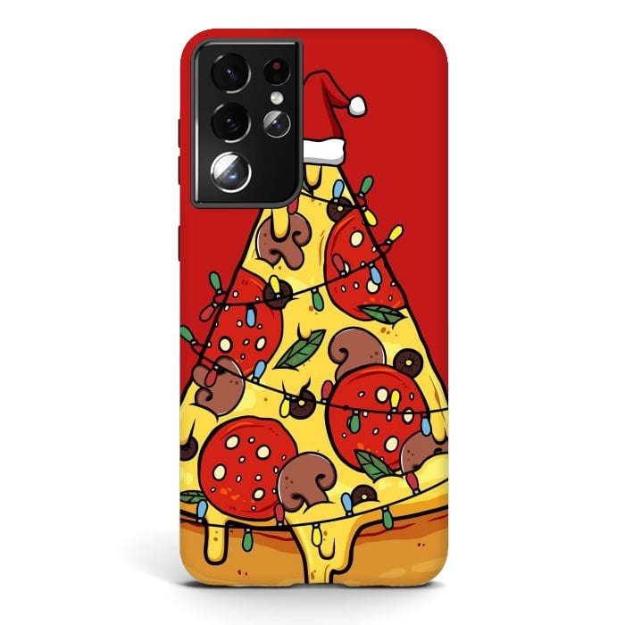 Galaxy S21 ultra StrongFit Merry Christmas Pizza by LM2Kone