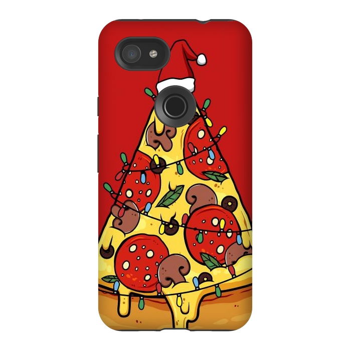 Pixel 3AXL StrongFit Merry Christmas Pizza by LM2Kone