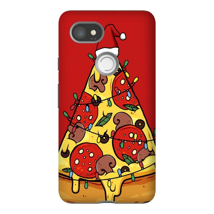 Pixel 2XL StrongFit Merry Christmas Pizza by LM2Kone
