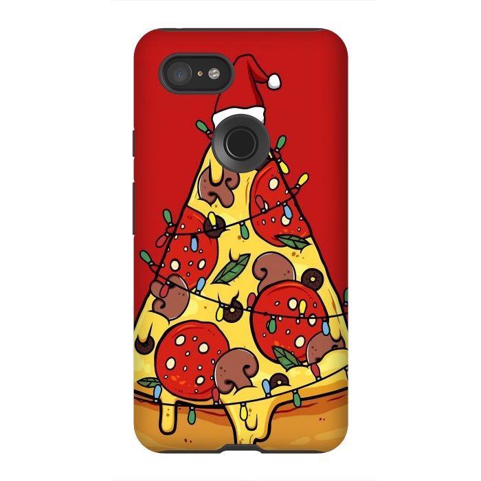 Pixel 3XL StrongFit Merry Christmas Pizza by LM2Kone
