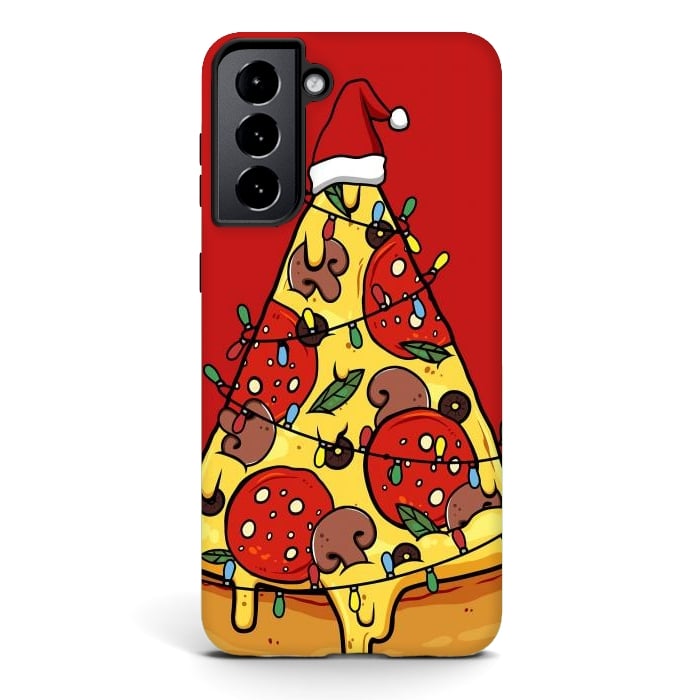 Galaxy S21 StrongFit Merry Christmas Pizza by LM2Kone