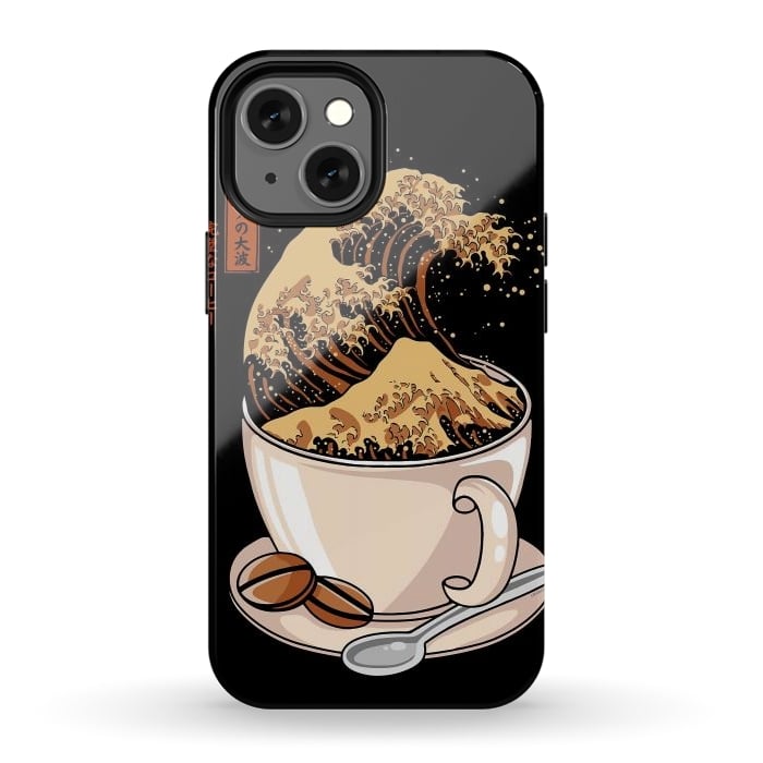 iPhone 13 mini StrongFit The Great Wave of Cappuccino by LM2Kone