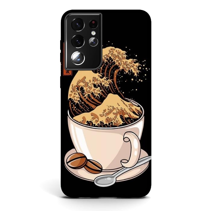 Galaxy S21 ultra StrongFit The Great Wave of Cappuccino by LM2Kone