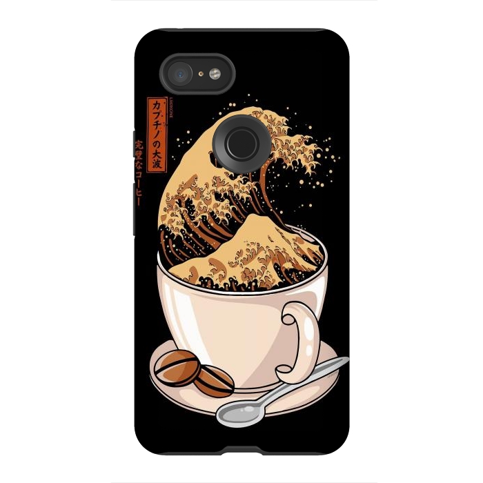 Pixel 3XL StrongFit The Great Wave of Cappuccino by LM2Kone
