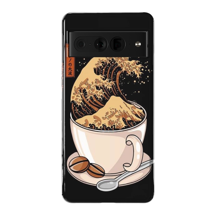 Pixel 7 Pro StrongFit The Great Wave of Cappuccino by LM2Kone