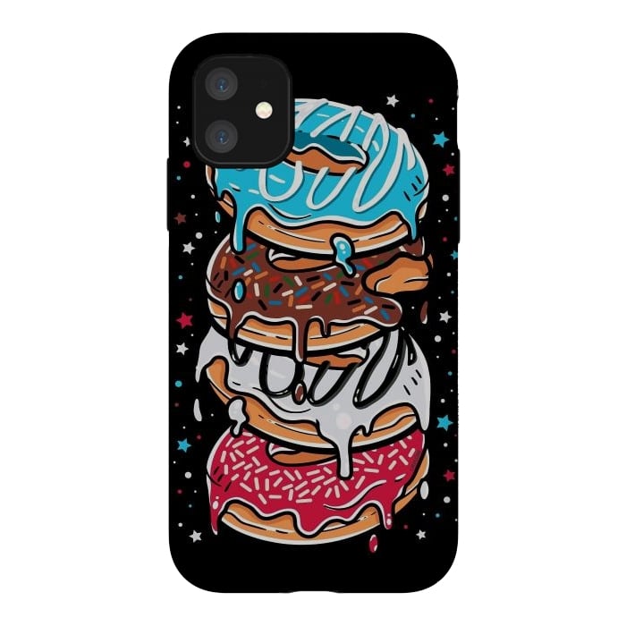 iPhone 11 StrongFit Stack of Multi-colored Donuts by LM2Kone
