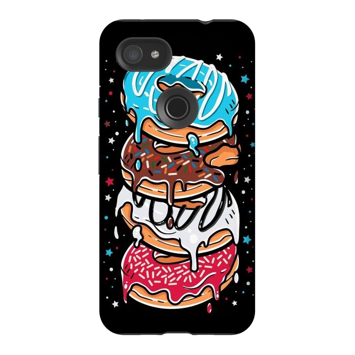 Pixel 3AXL StrongFit Stack of Multi-colored Donuts by LM2Kone