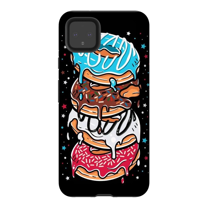 Pixel 4XL StrongFit Stack of Multi-colored Donuts by LM2Kone