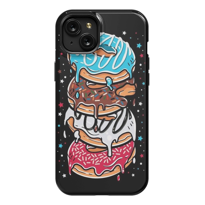iPhone 15 Plus StrongFit Stack of Multi-colored Donuts by LM2Kone