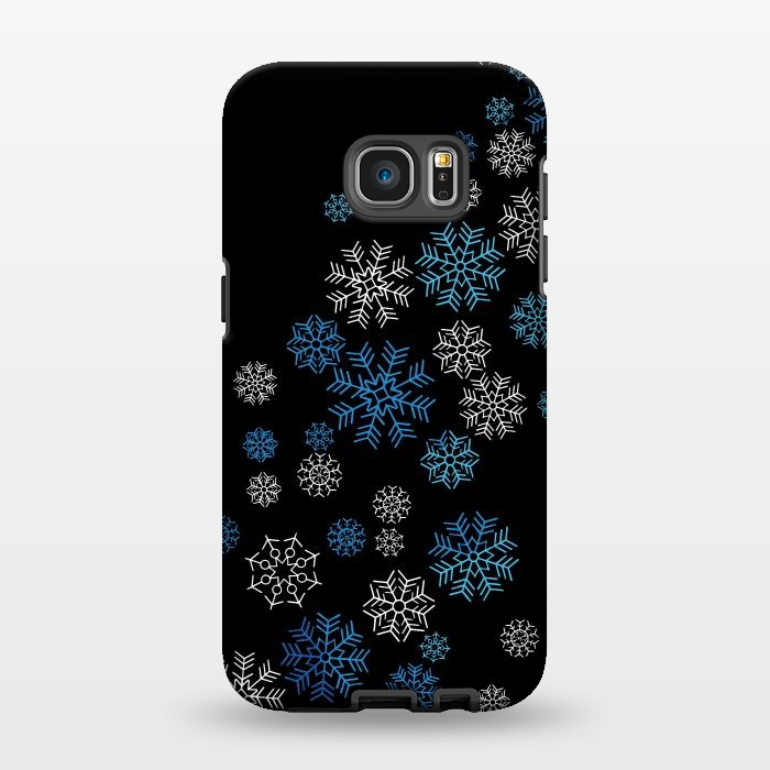 Galaxy S7 EDGE StrongFit Christmas Blue Snow Pattern by LM2Kone