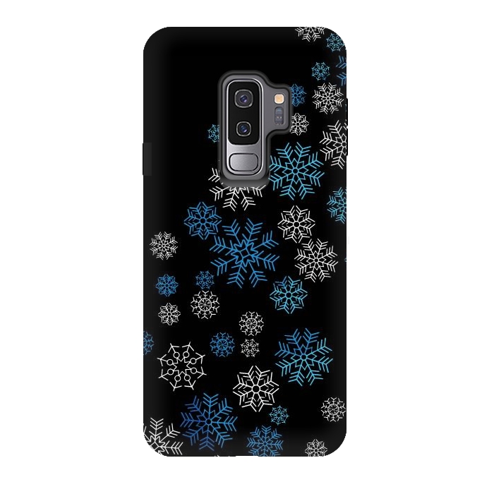 Galaxy S9 plus StrongFit Christmas Blue Snow Pattern by LM2Kone