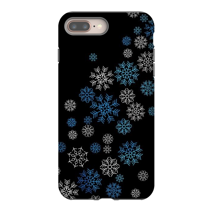 iPhone 8 plus StrongFit Christmas Blue Snow Pattern by LM2Kone